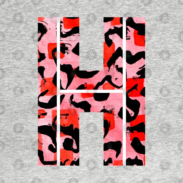 Abstract Letter H Watercolour Leopard Print Alphabet Red by Squeeb Creative